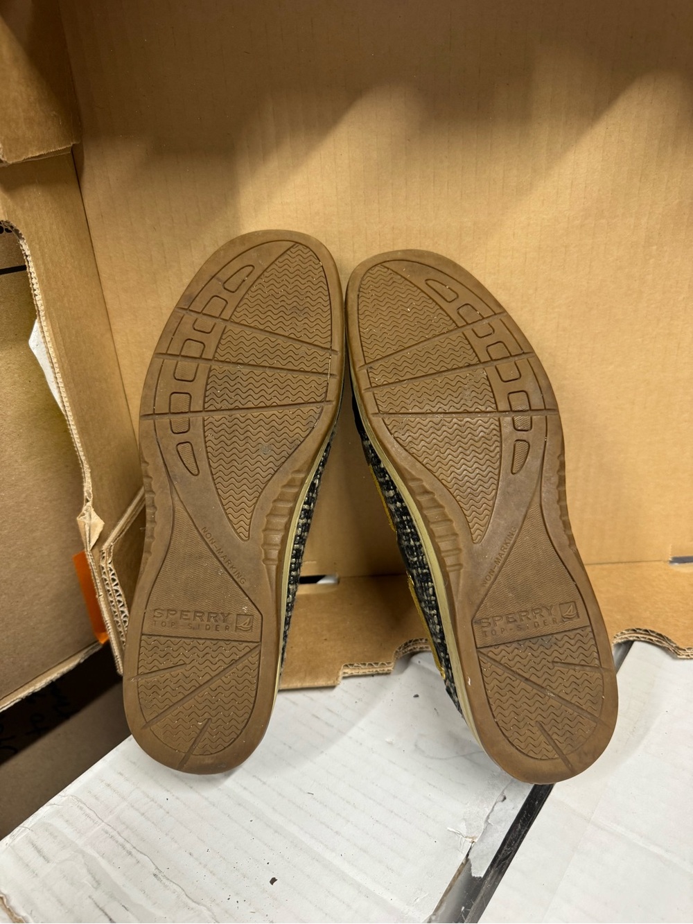 Sperry Top Sider Black Moccasin Boat Shoes with Gold Laces - Picture 5 of 6